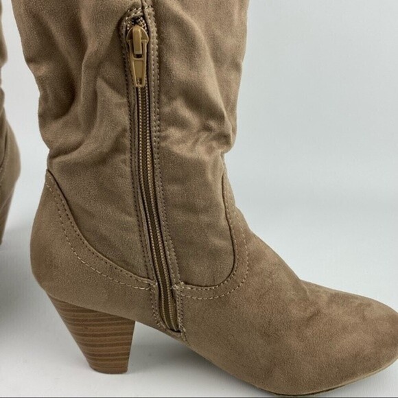 Call It Spring Heeled Boots Womens Size 7 Tan Zipper Long Boots - Picture 8 of 11